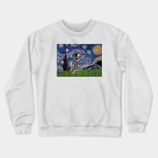 Australian Cattle Dog Puppy in Adaptation of Starry NIght Crewneck Sweatshirt